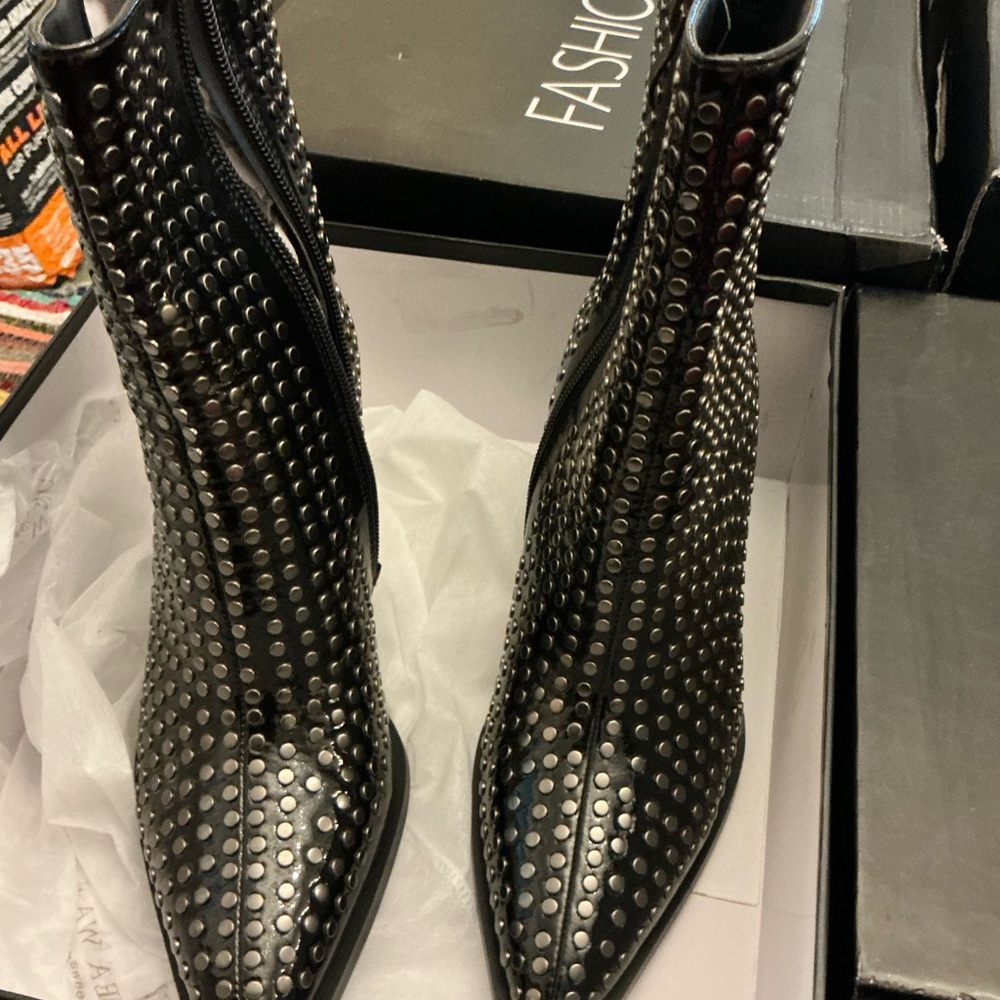 Studded Black Ankle Booties